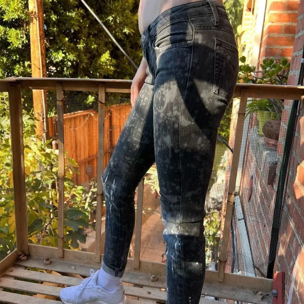 Marc by Marc Jacobs Vintage Jeans Black Denim Paint Splatter Distressed 25 Y2K